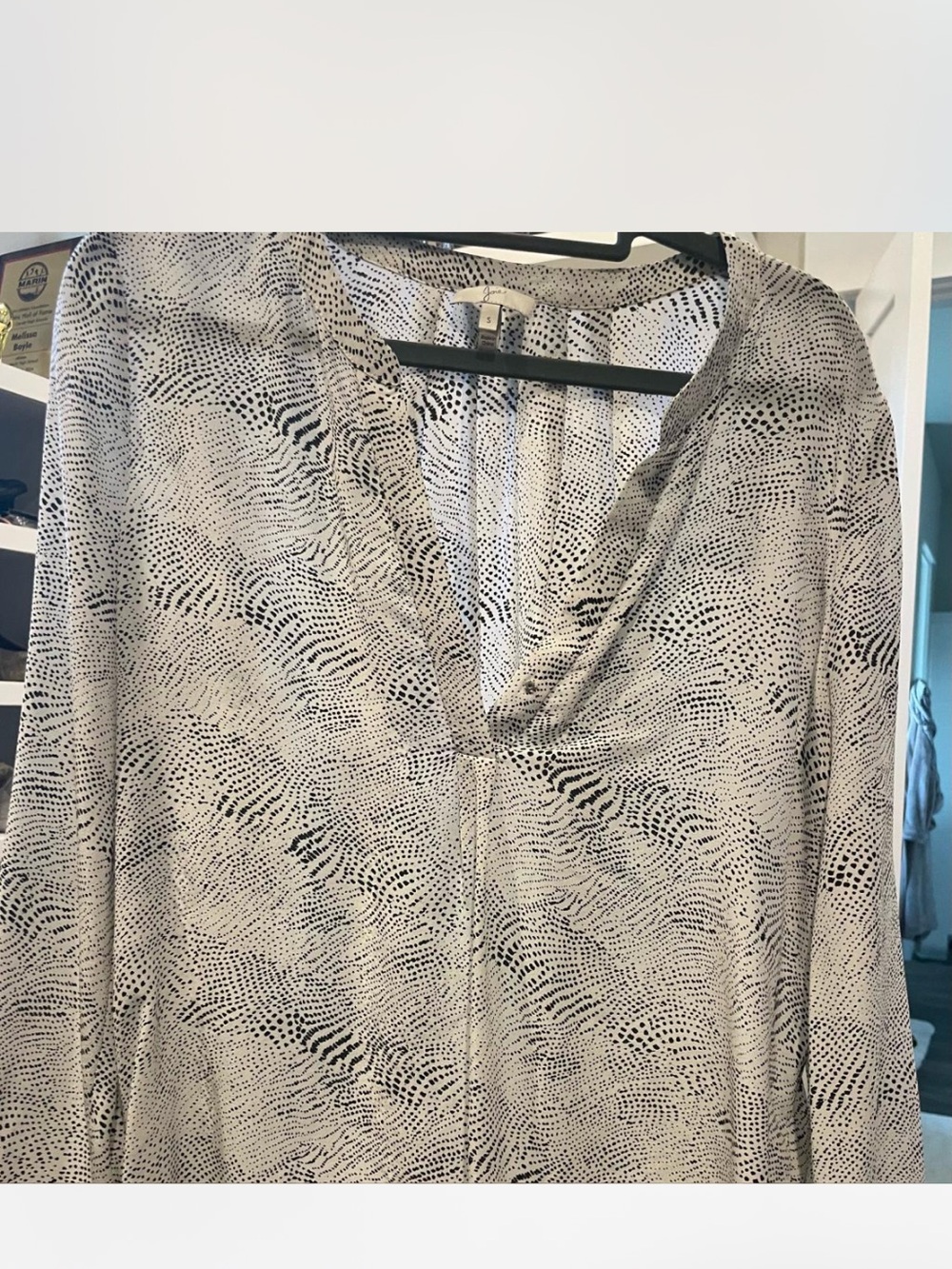Joie Black & White Printed V-Neck Blouse
